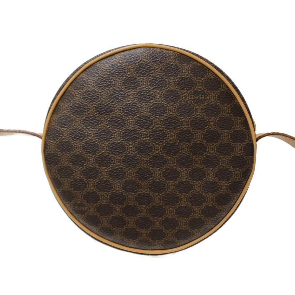 CELINE Macadam Shoulder Bag Brown Leather Compact Pochette - Picture 4 of 7